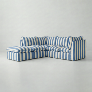 Coco L-Shaped Sofa with Footstool in Customer's Own Material - Handmade to Order in the USA