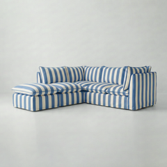 Coco L-Shaped Sofa with Footstool in Customer's Own Material - Handmade to Order in the USA