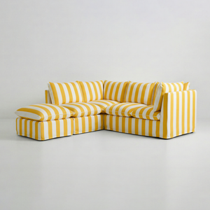 Coco L-Shaped Sofa with Footstool in Customer's Own Material - Handmade to Order in the USA