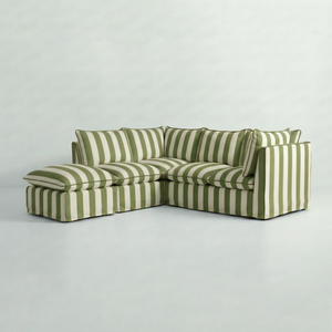 Coco L-Shaped Sofa with Footstool in Customer's Own Material - Handmade to Order in the USA