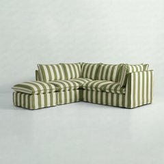 Coco L-Shaped Sofa with Footstool in Customer's Own Material - Handmade to Order in the USA