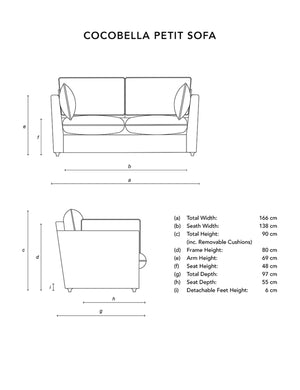 Cocobella 2 Seater Sofa in Beatrice Midnight - Hand Made in USA