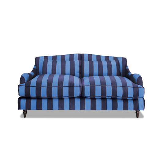 Felix 2.5 seater sofa in Coastal Blue Stripes - Hand Made in USA