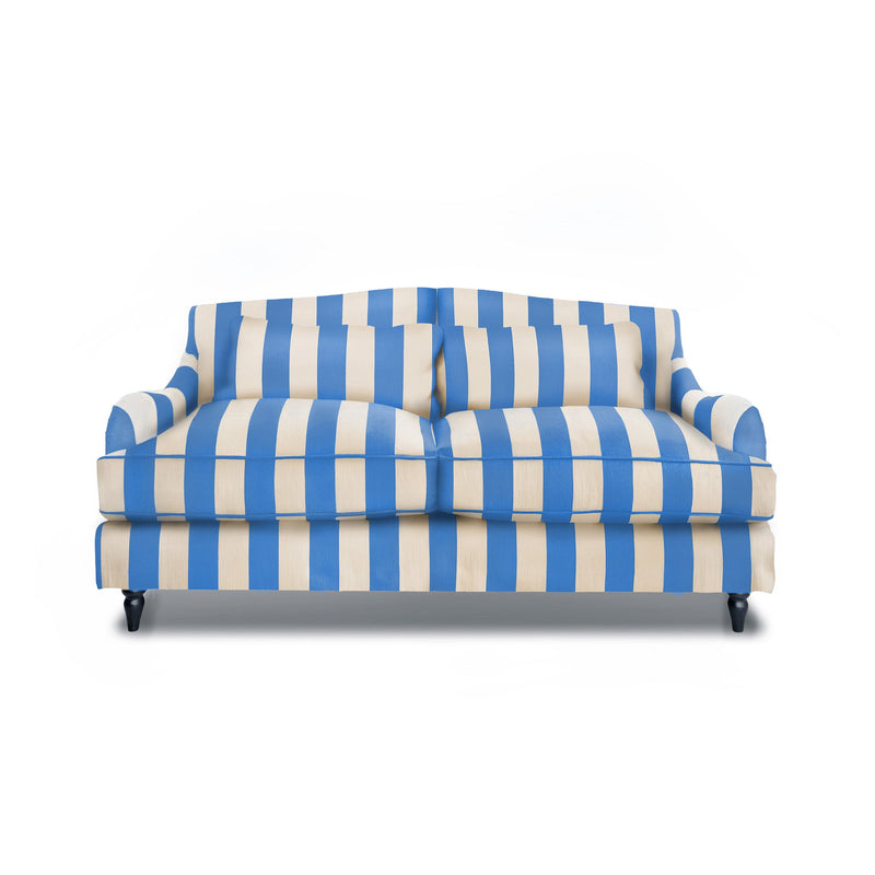 Felix 2.5 seater sofa in Cornish Blue Stripes - Hand Made in USA