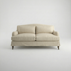 Felix Loose Cover 2.5 Seater Sofa in Cotton Linen Cool Coconut - Hand Made in USA - front