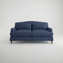 Felix Loose Cover 2.5 Seater Sofa in Cotton Linen Inkspot - front