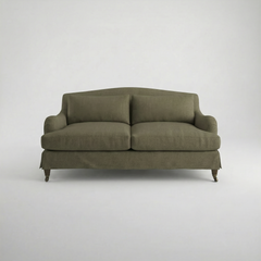 Felix Loose Cover 2.5 Seater Sofa in Cotton Linen Potting Moss - front