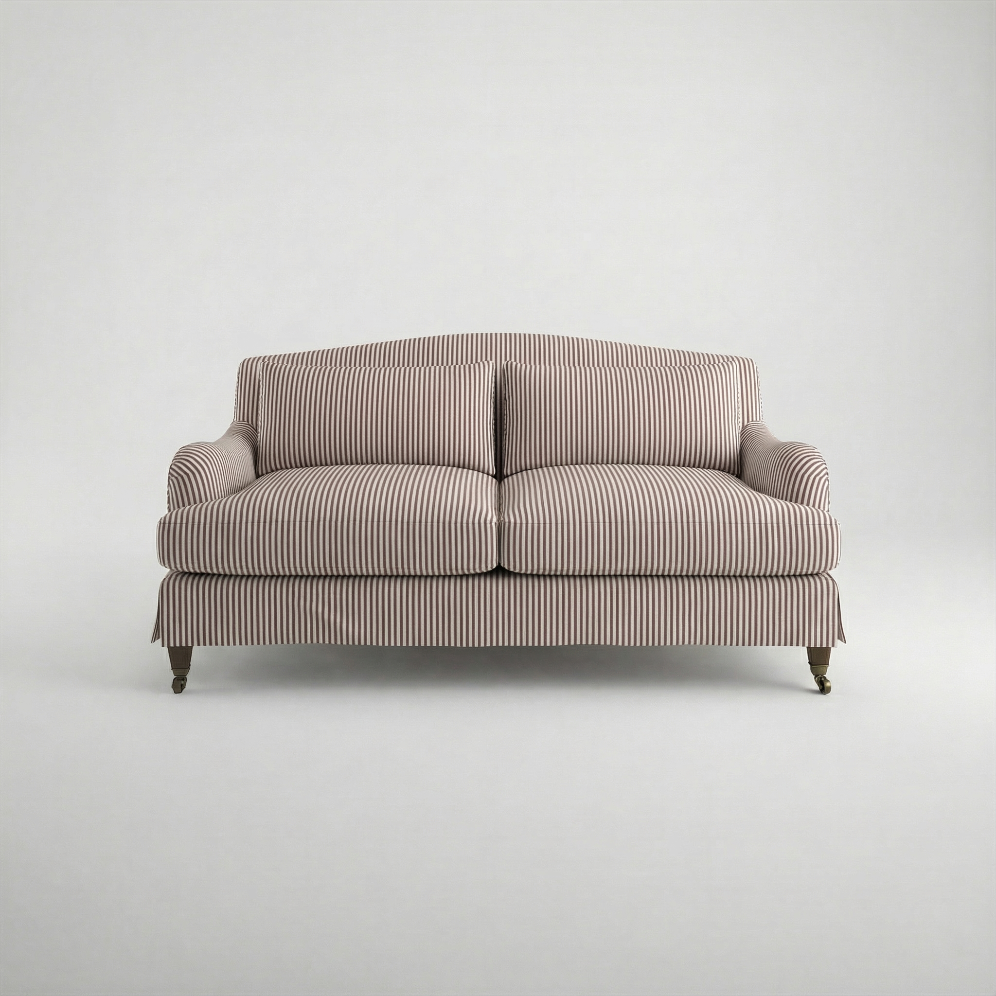 Felix Loose Cover 2.5 Seater Sofa in Narrow Chocolate Stripe - front