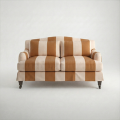 Felix Loose Cover 2 Seater Sofa in Caramel Stripe - Hand Made in USA - front