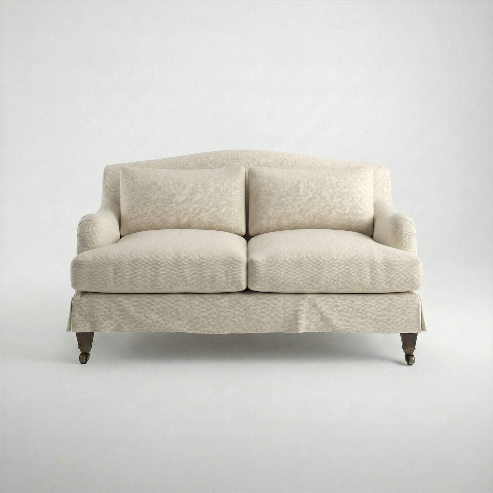 Felix Loose Cover 2 Seater Sofa in Cotton Linen Cool Coconut - front