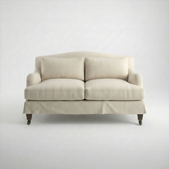 Felix Loose Cover 2 Seater Sofa in Cotton Linen Cool Coconut - front