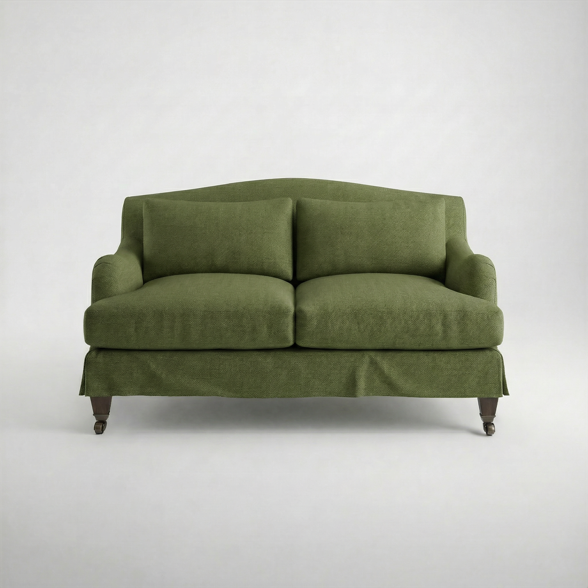 Felix Loose Cover 2 Seater Sofa in Cotton Linen Evergreen - front