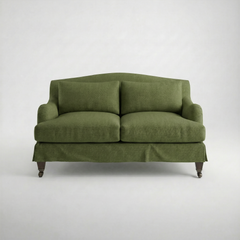 Felix Loose Cover 2 Seater Sofa in Cotton Linen Evergreen - front