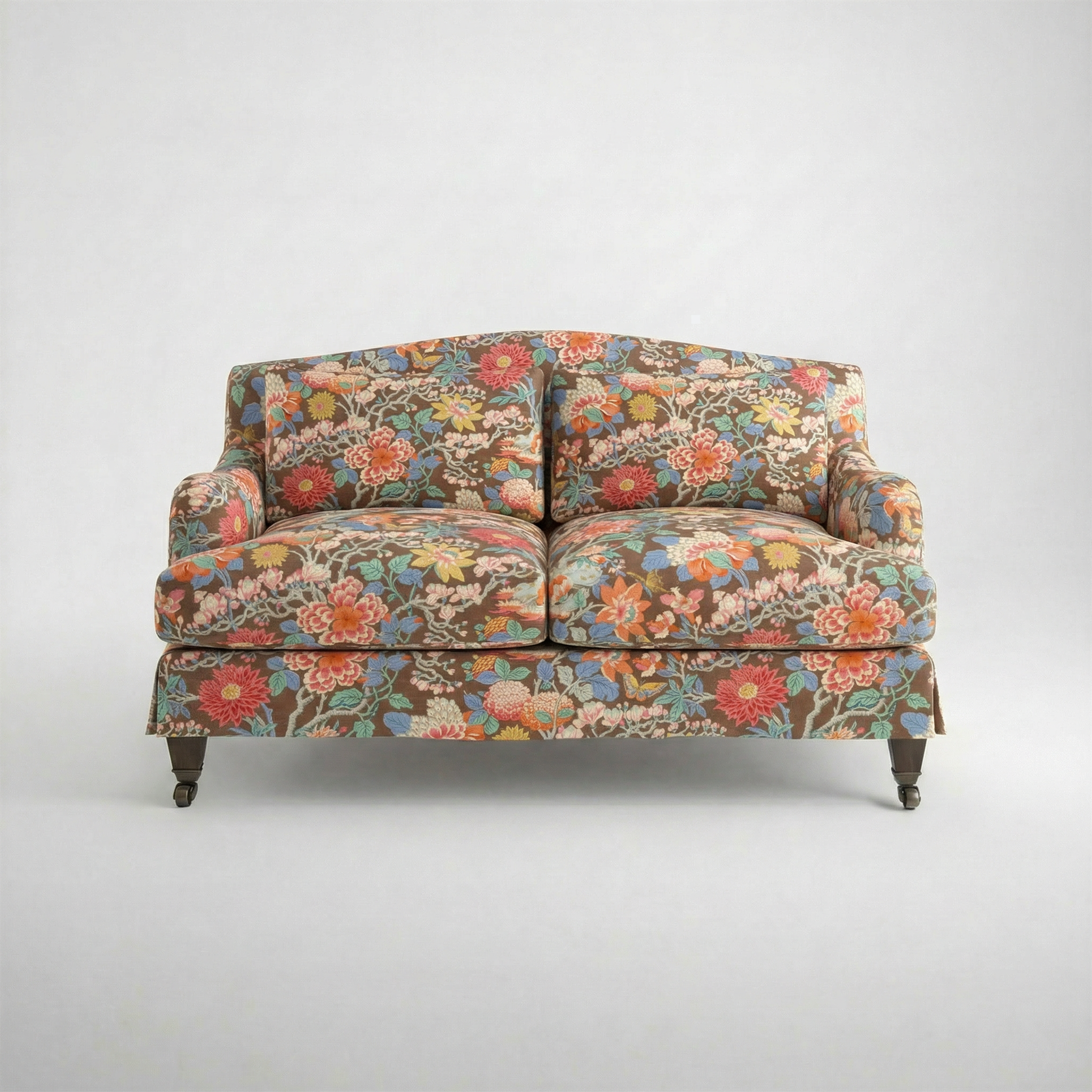 Felix Loose Cover 2 Seater Sofa in Little Magnolia Espresso - front