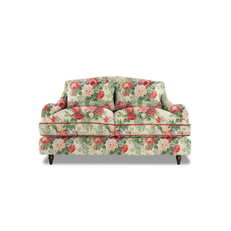 Felix 2 seater sofa in English Garden Classic Rose with Velvet Trim - Hand Made in USA
