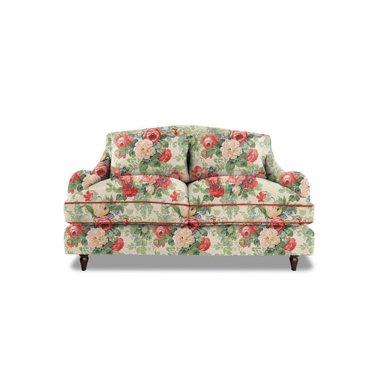 Felix 2 seater sofa in English Garden Classic Rose with Velvet Trim - Hand Made in USA