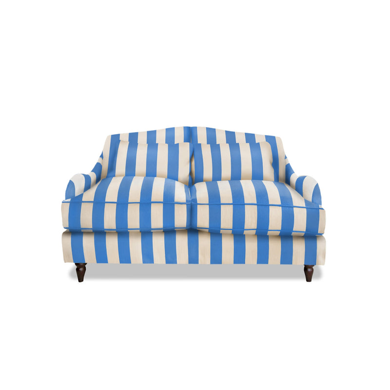 Felix 2 seater sofa in Cornish Blue Stripes - Hand Made in USA