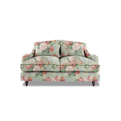 Felix 2 seater sofa in English Garden Grey Skies with Velvet Trim - Hand Made in USA
