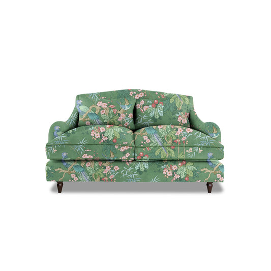 Felix 2 seater sofa in Belleville Juniper with Velvet Trim - Hand Made in USA