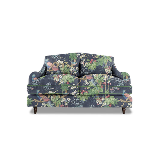 Felix 2 seater sofa in Belleville Navy with Velvet Trim - Hand Made in USA