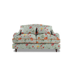 Felix 2 seater sofa in Natural Linen Wildwood Duck Egg with Velvet Trim - Hand Made in USA