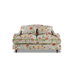 Felix 2 seater sofa in Natural Linen Wildwood Ivory with Velvet Trim - Hand Made in USA