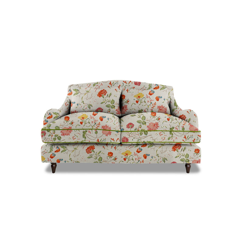 Felix 2 seater sofa in Natural Linen Wildwood Ivory with Velvet Trim - Hand Made in USA