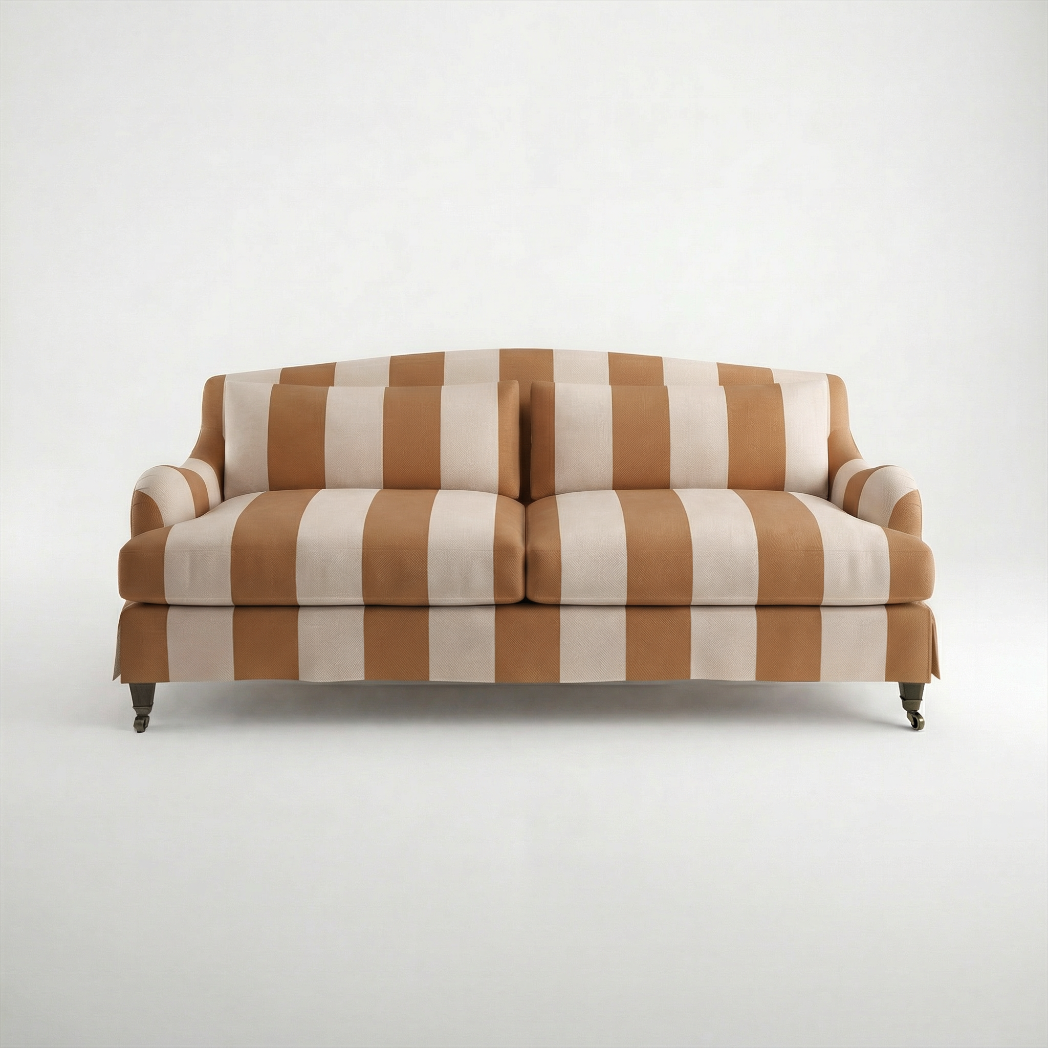 Felix Loose Cover 3 Seater Sofa in Caramel Stripe - Hand Made in USA - front