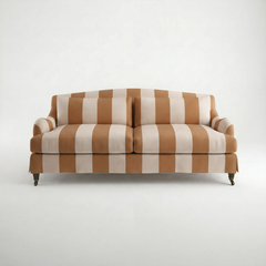 Felix Loose Cover 3 Seater Sofa in Caramel Stripe - Hand Made in USA - front