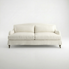 Felix Loose Cover 3 Seater Sofa in Cotton Linen Cool Coconut - Hand Made in USA - front