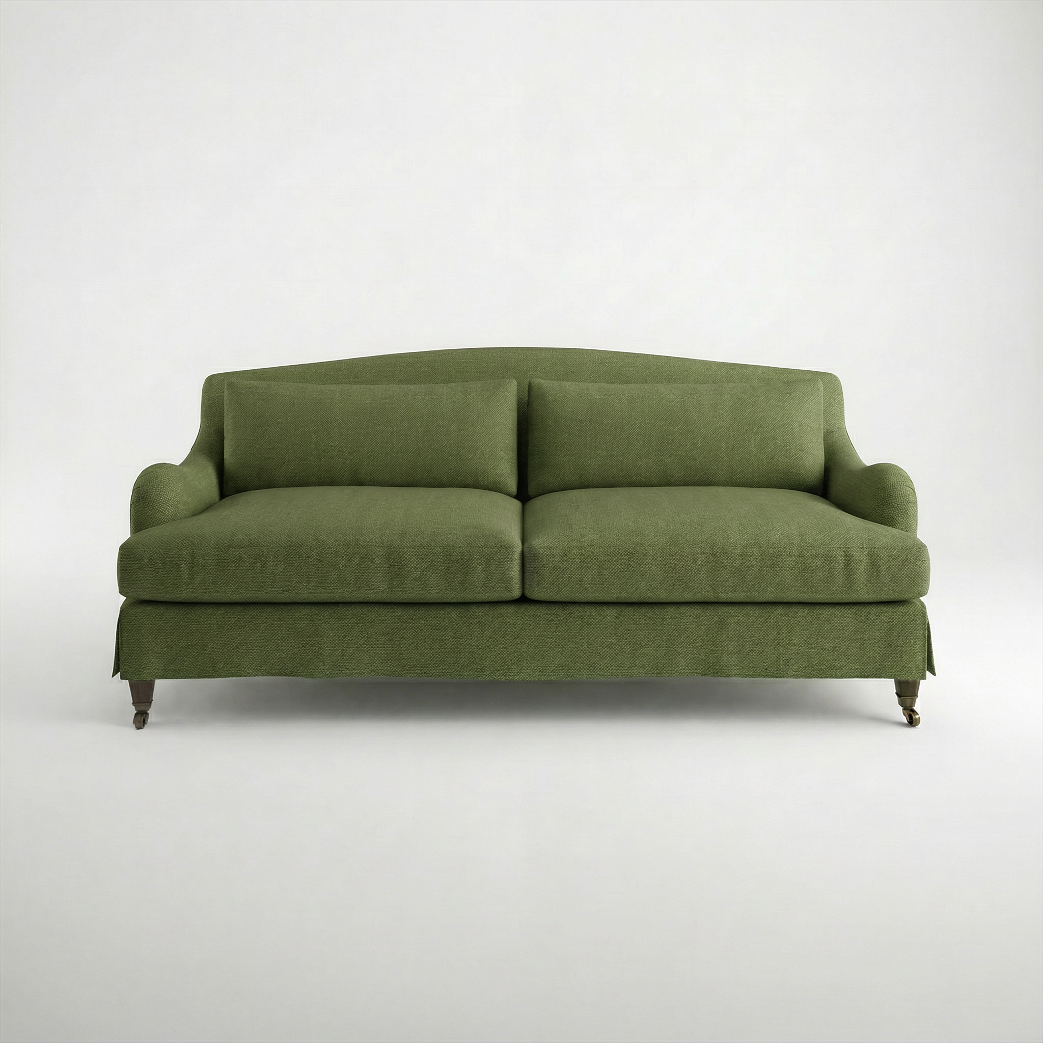 Felix Loose Cover 3 Seater Sofa in Cotton Linen Evergreen - Hand Made in USA - front