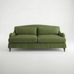 Felix Loose Cover 3 Seater Sofa in Cotton Linen Evergreen - Hand Made in USA - front