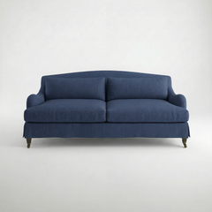 Felix Loose Cover 3 Seater Sofa in Cotton Linen Inkspot - Hand Made in USA - front