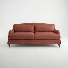 Felix Loose Cover 3 Seater Sofa in Cotton Linen Marigold - Hand Made in USA - front