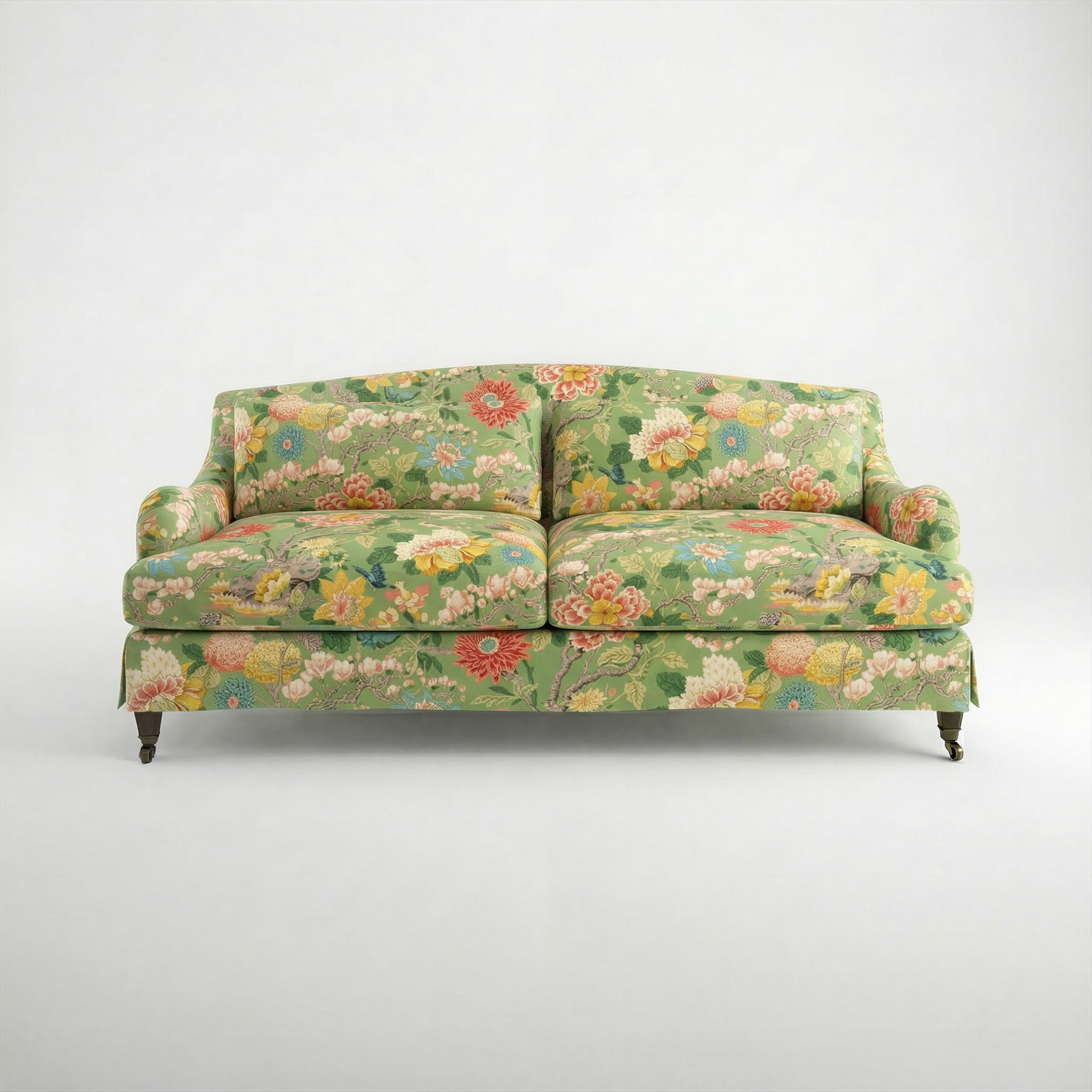 Felix Loose Cover 3 Seater Sofa in Little Magnolia Emerald - Hand Made in USA - front