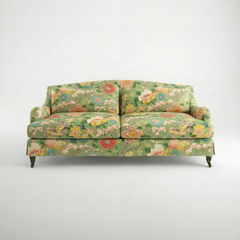 Felix Loose Cover 3 Seater Sofa in Little Magnolia Emerald - Hand Made in USA - front