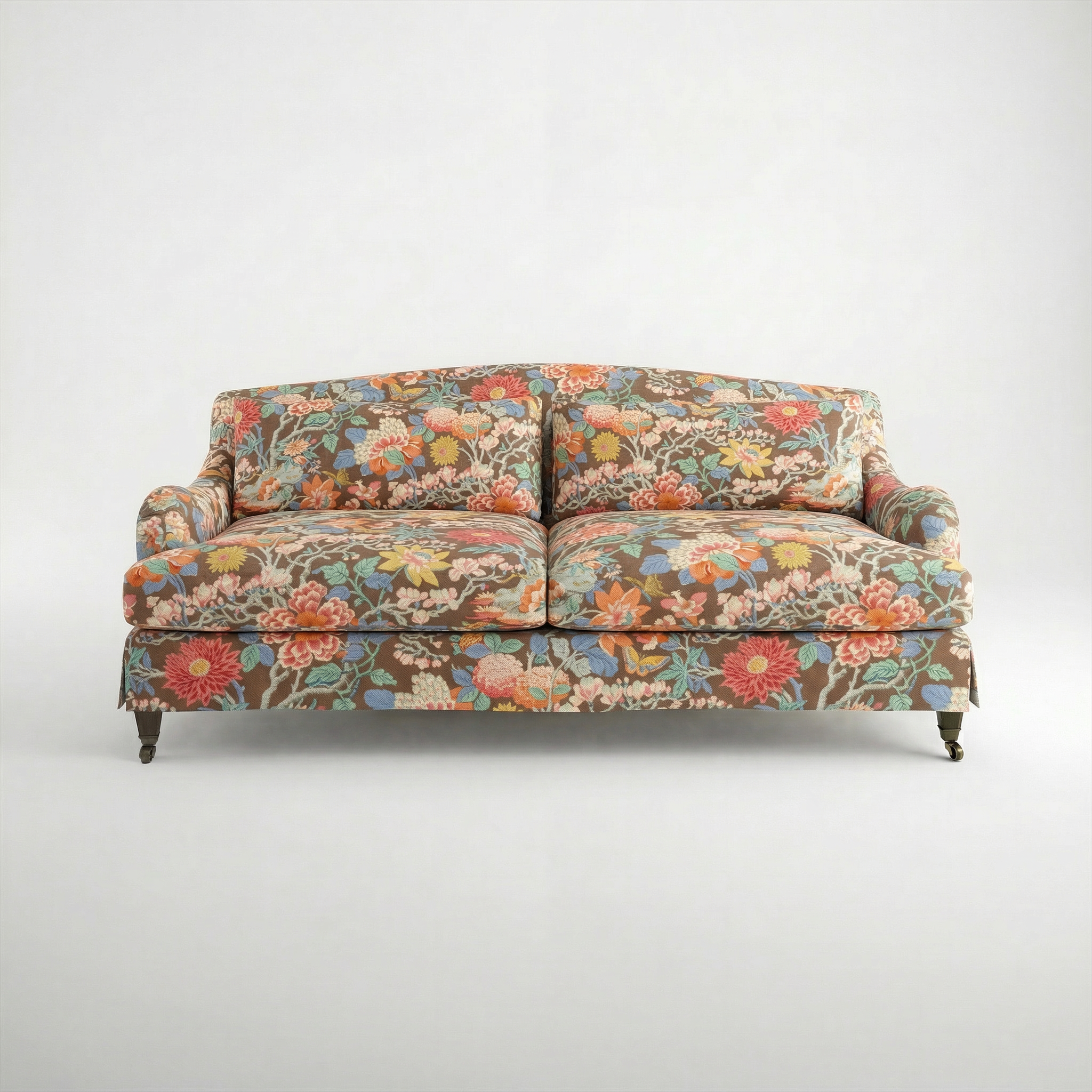 Felix Loose Cover 3 Seater Sofa in Little Magnolia Espresso - Hand Made in USA - front