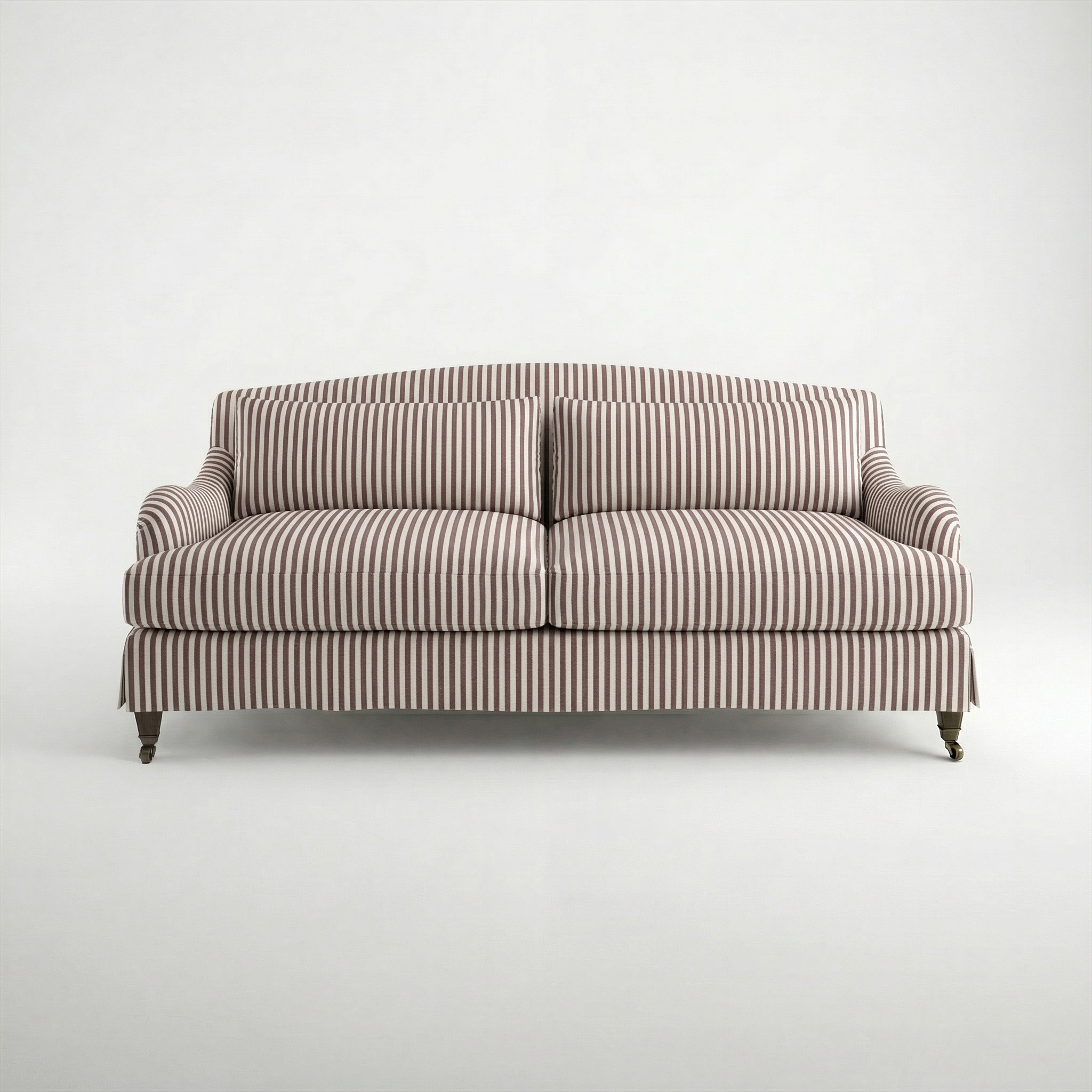 Felix Loose Cover 3 Seater Sofa in Narrow Chocolate Stripe - Hand Made in USA - front
