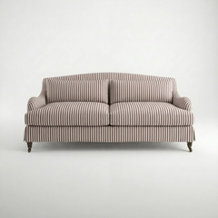 Felix Loose Cover 3 Seater Sofa in Narrow Chocolate Stripe - Hand Made in USA - front