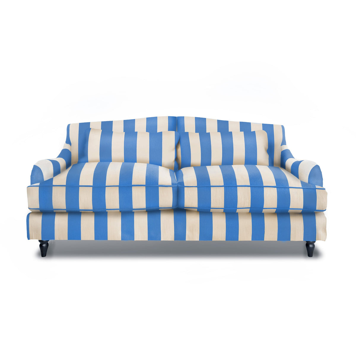 Felix 3 seater sofa in Cornish Blue Stripes - Hand Made in USA