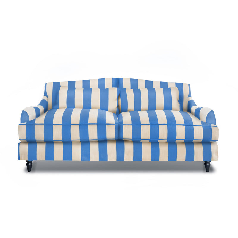 Felix 3 seater sofa in Cornish Blue Stripes - Hand Made in USA