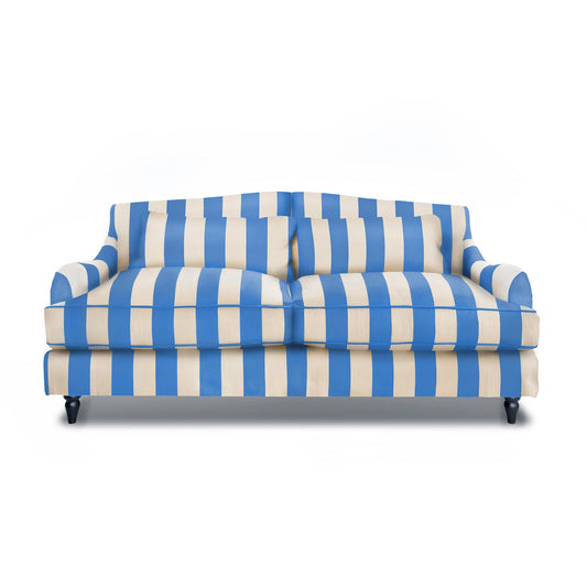 Felix 3 seater sofa in Cornish Blue Stripes - Hand Made in USA