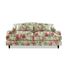 Felix 3 seater sofa in English Garden Classic Rose with Velvet Trim - Hand Made in USA