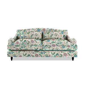 Felix 3 seater sofa in Kitty Spring Green with Velvet Trim - Hand Made in USA