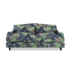 Felix 3 seater sofa in Belleville Navy with Velvet Trim - Hand Made in USA