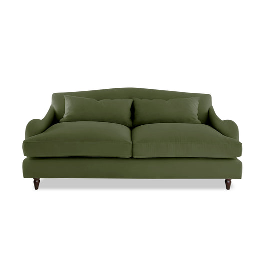 Isobel 3 seater sofa in Cotton Linen Evergreen - Hand Made in USA