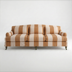 Felix Loose Cover 4 Seater Sofa in Caramel Stripe - Hand Made in USA - front