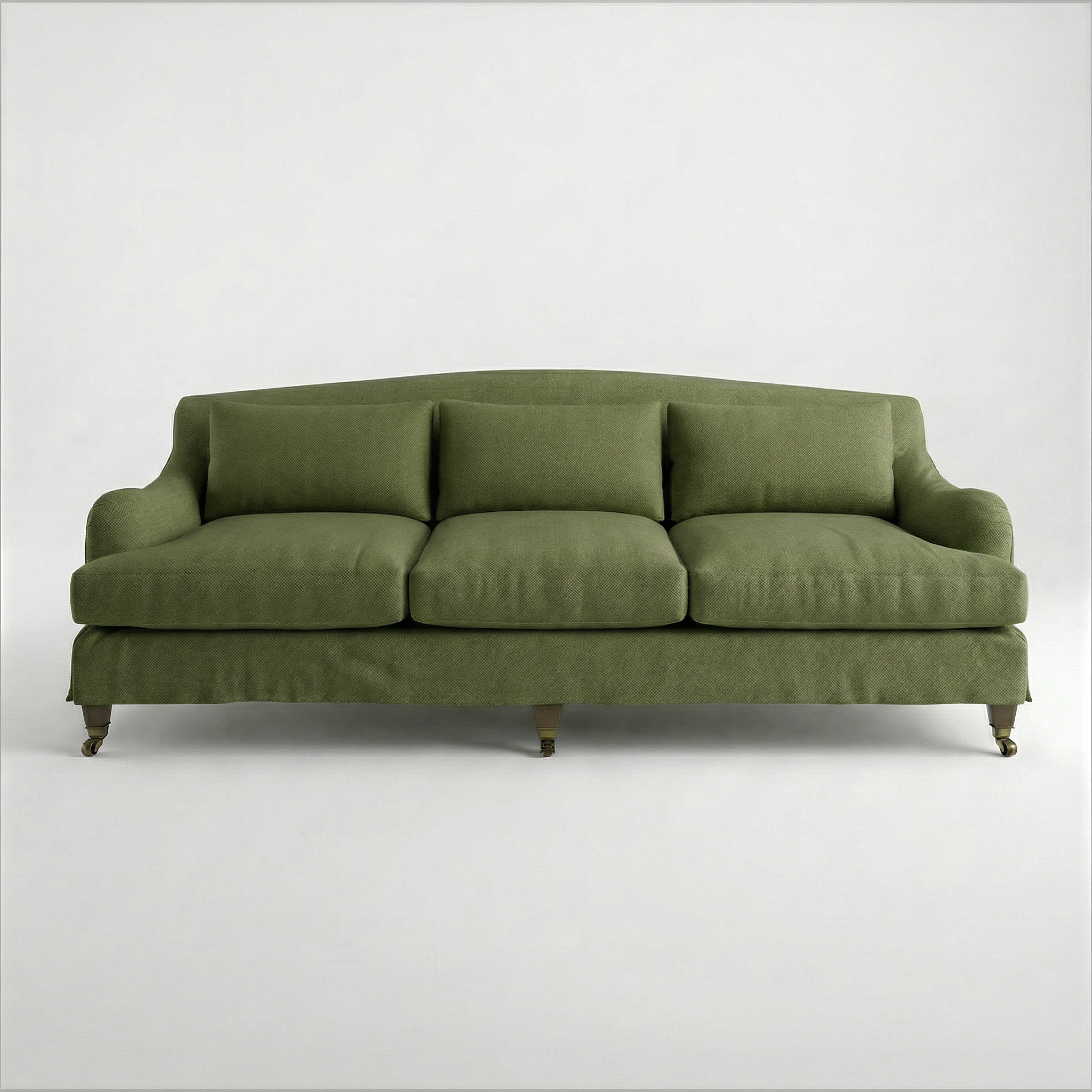Felix Loose Cover 4 Seater Sofa in Cotton Linen Evergreen - Hand Made in USA - front