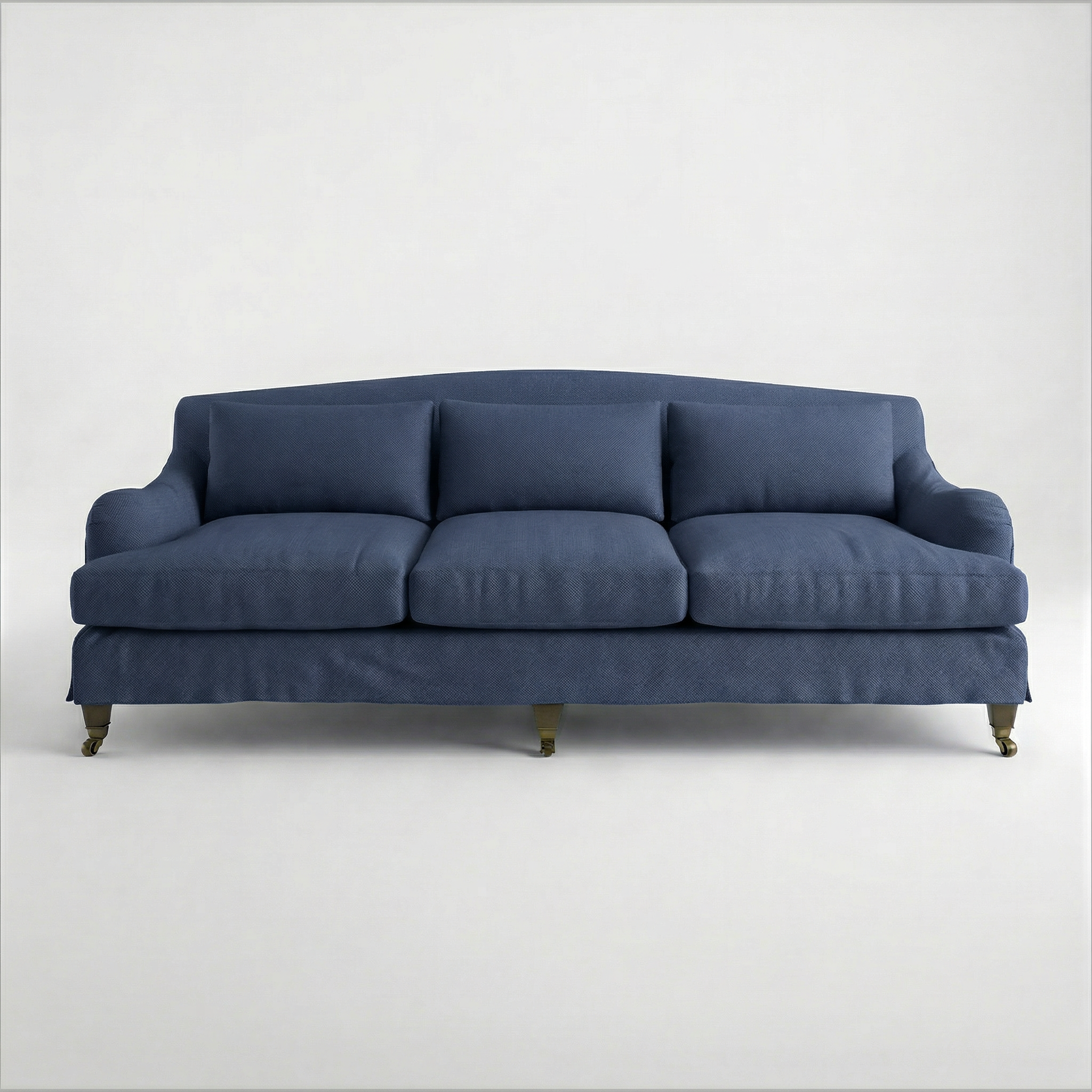 Felix Loose Cover 4 Seater Sofa in Cotton Linen Inkspot - Hand Made in USA - front
