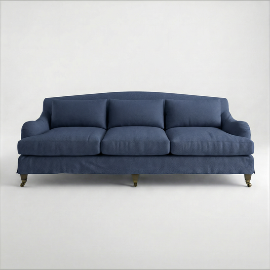 Felix Loose Cover 4 Seater Sofa in Cotton Linen Inkspot - Hand Made in USA - front